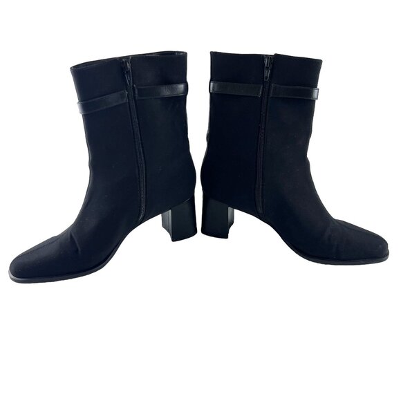 Easy Spirit Black Block Heel Ankle Boots Size 9B Womens Fabric & Leather Upper - Picture 6 of 13
